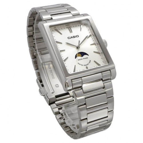 Casio – Cadran blanc avec indicateur de phase de lune – Tout en acier inoxydable – MTP-M105D-7AVDF Casio – Cadran blanc avec indicateur de phase de lune – Tout en acier inoxydable – MTP-M105D-7AVDF