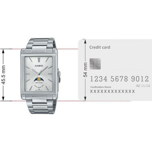 Casio – Cadran blanc avec indicateur de phase de lune – Tout en acier inoxydable – MTP-M105D-7AVDF Casio – Cadran blanc avec indicateur de phase de lune – Tout en acier inoxydable – MTP-M105D-7AVDF