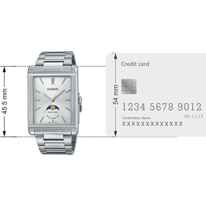 Casio – Cadran blanc avec indicateur de phase de lune – Tout en acier inoxydable – MTP-M105D-7AVDF