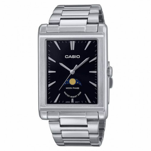 Casio – Phase de lune en bracelet métallique – Étanche 5 BAR – Cadran noir – MTP-M105D-1AV Casio – Phase de lune en bracelet métallique – Étanche 5 BAR – Cadran noir – MTP-M105D-1AV