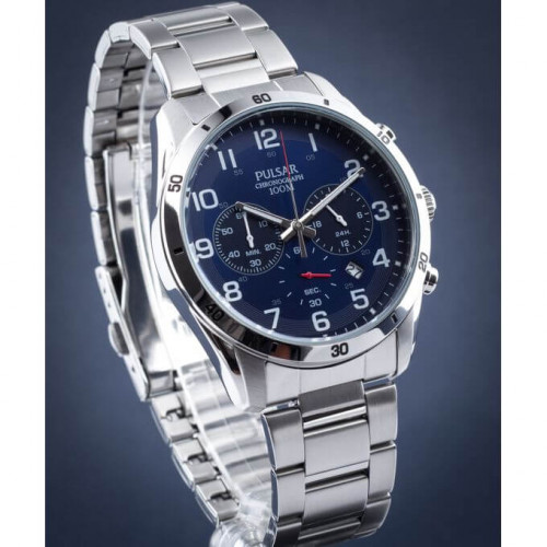 Pulsar – Montre chronographe pour homme – Cadran bleu avec dateur – PT3829X1 Pulsar – Montre chronographe pour homme – Cadran bleu avec dateur – PT3829X1