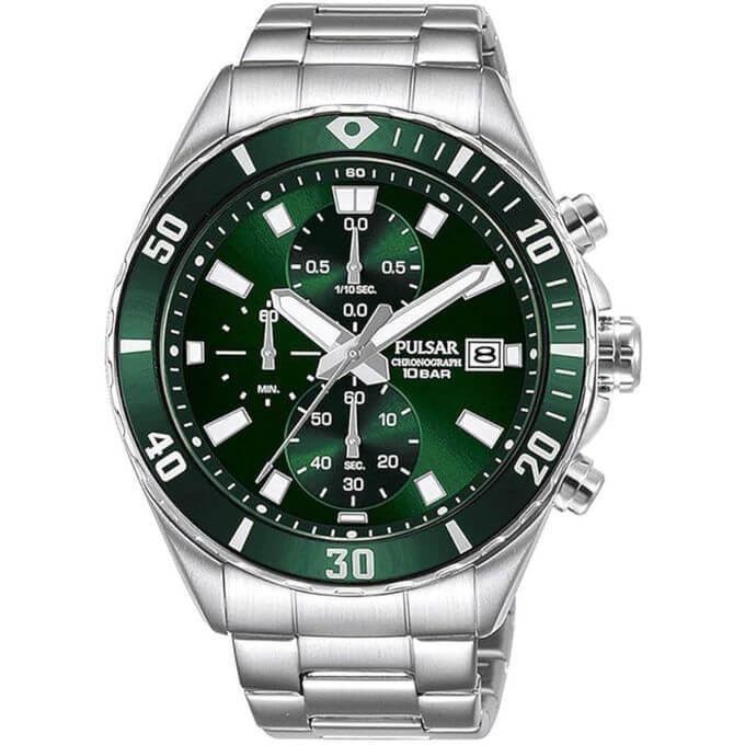 Pulsar – Cadran vert pour homme – WR 10 BAR – Diamètre 44 mm – PM3193X1