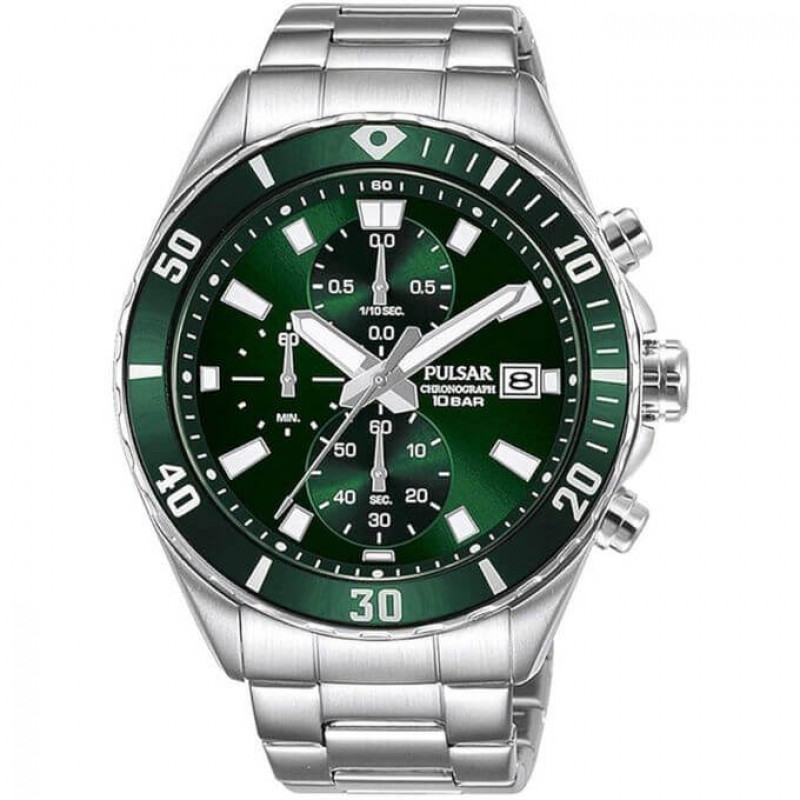 Pulsar – Cadran vert pour homme – WR 10 BAR – Diamètre 44 mm – PM3193X1