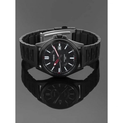Casio – Toute en acier inoxydable noir – Avec indicateur date – Étanche 50 m – MTP-E700B-1EVDF Casio – Toute en acier inoxydable noir – Avec indicateur date – Étanche 50 m – MTP-E700B-1EVDF