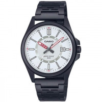 Casio – Montre homme cadran blanc avec dateur en bracelet métallique noir – MTP-E700B-7EVDF