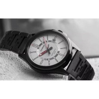 Casio – Montre homme cadran blanc avec dateur en bracelet métallique noir – MTP-E700B-7EVDF