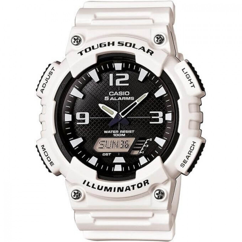 Casio – Alimentation Solaire – Conception sportive – Étanche 100 mètres – Blanche – AQ-S810WC-7AV