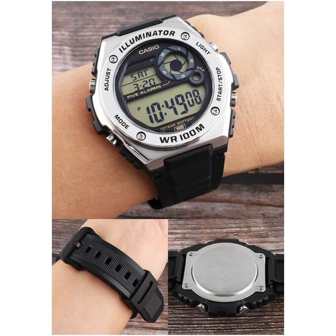 Casio – Montre hommes – Autonomie de batterie de 10 ans • Étanchéité 100 mètres – MWD-100H-9AVDF