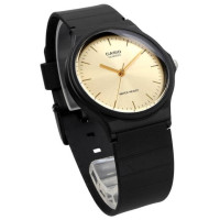 Casio – Simple au fond jaune – Bracelet en résine noir – Étanche – MQ-24-9ELDF