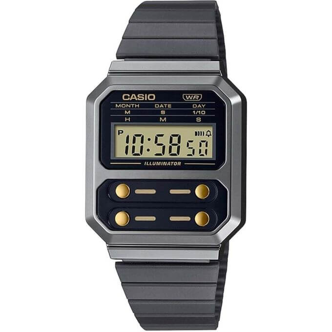 Casio – Montre classique – Digitale noire – Bracelet en acier – A100WEGG-1A2DF
