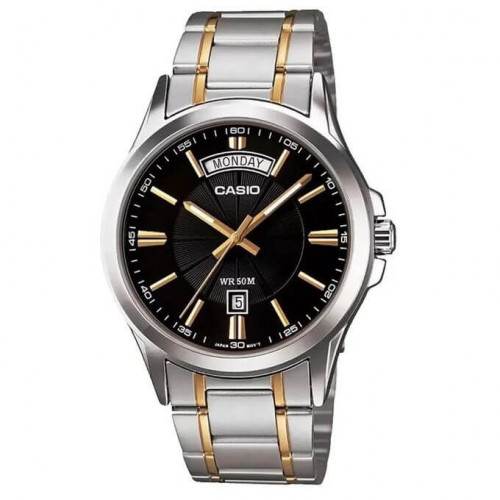 Casio – Affichage de la journée et de la date – Bicolore – Bracelet métallique – MTP-1381G-1AV Casio – Affichage de la journée et de la date – Bicolore – Bracelet métallique – MTP-1381G-1AV