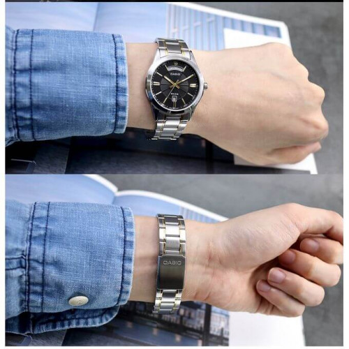 Casio – Affichage de la journée et de la date – Bicolore – Bracelet métallique – MTP-1381G-1AV Casio – Affichage de la journée et de la date – Bicolore – Bracelet métallique – MTP-1381G-1AV