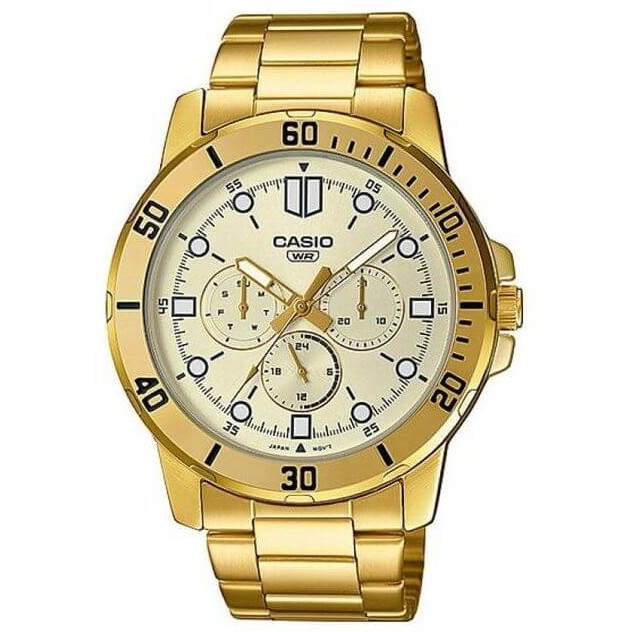 Casio – Affichage de la journée et de la date – Bicolore – Bracelet métallique – MTP-1381G-1AV