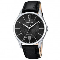 Festina – Style et précision – Noir Cadran noir – avec dateur – Bracelet cuir noir – F20426/3