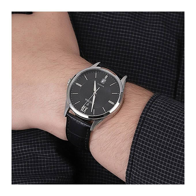 Festina – Style et précision – Noir Cadran noir – avec dateur – Bracelet cuir noir – F20426/3