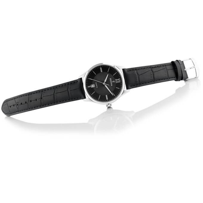 Festina – Style et précision – Noir Cadran noir – avec dateur – Bracelet cuir noir – F20426/3