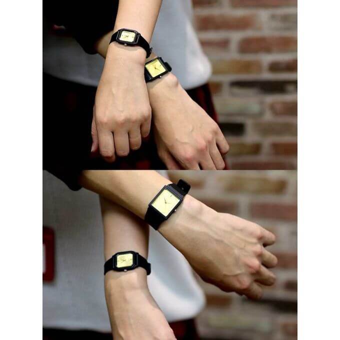 Casio – Rectangulaire unisexe – Cadran jaune – Bracelet en résine noir – MQ38-9A