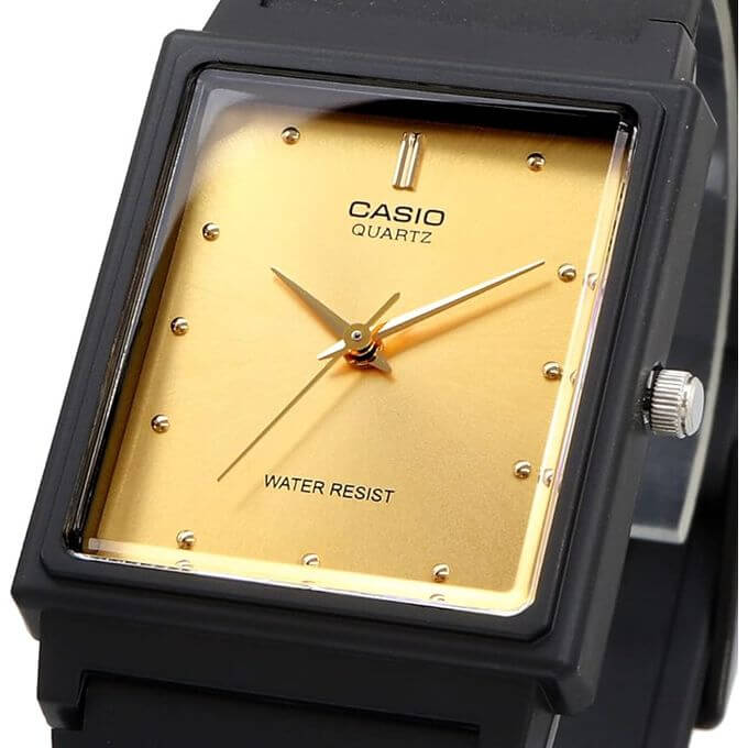 Casio – Rectangulaire unisexe – Cadran jaune – Bracelet en résine noir – MQ38-9A