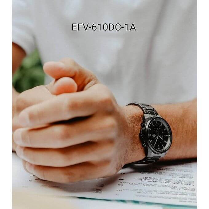 Casio – Cadran large au design simple – Noir en acier inoxydable – Chronographe – EFV610DC-1AV