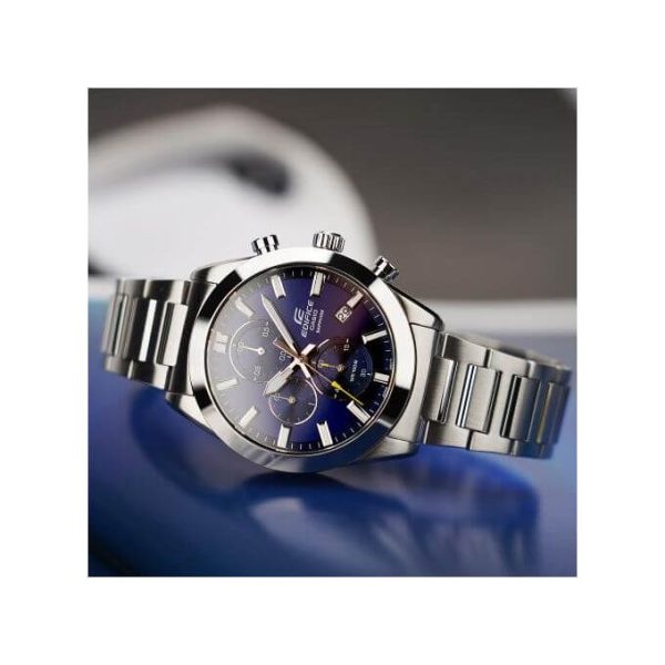 Casio Cadran bleu & Verre saphir – Avec dateur – Chronographe – Acier inoxydable – EFB-710D-2AV