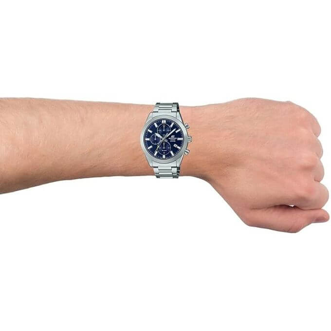 Casio Cadran bleu & Verre saphir – Avec dateur – Chronographe – Acier inoxydable – EFB-710D-2AV