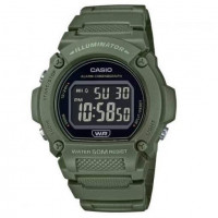 Casio – Vert Cadran noir & Chiffres blancs – Bracelet en caoutchouc – Étanche 50m – W-219HC-3BV