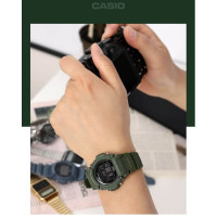 Casio – Vert Cadran noir & Chiffres blancs – Bracelet en caoutchouc – Étanche 50m – W-219HC-3BV