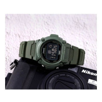 Casio – Vert Cadran noir & Chiffres blancs – Bracelet en caoutchouc – Étanche 50m – W-219HC-3BV