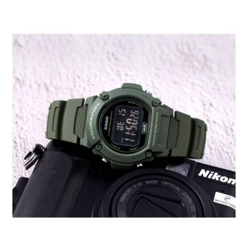 Casio – Vert Cadran noir & Chiffres blancs – Bracelet en caoutchouc – Étanche 50m – W-219HC-3BV Casio – Vert Cadran noir & Chiffres blancs – Bracelet en caoutchouc – Étanche 50m – W-219HC-3BV