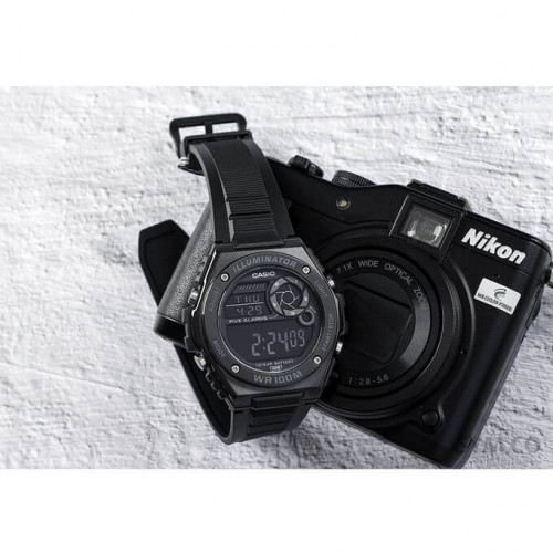 Casio – Boîtier en résine et lunette en métal – Cadran noir, chiffres blancs – MWD-100HB-1BV Casio – Boîtier en résine et lunette en métal – Cadran noir, chiffres blancs – MWD-100HB-1BV