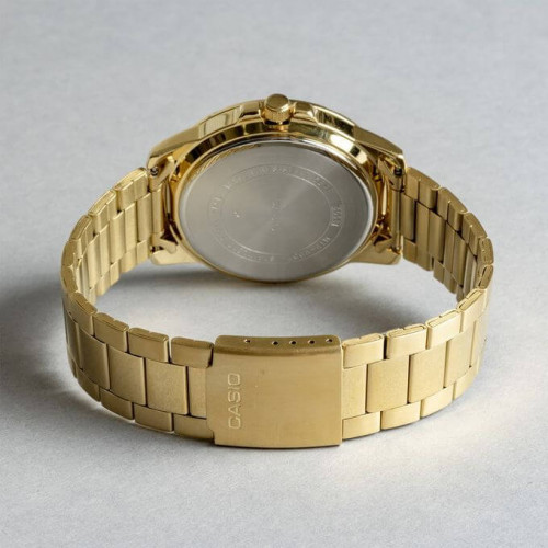 Casio – Résiste à l’eau jusqu’à 50 mètres – Doré, cadran noir – Tout en acier inoxydable – MTP-VD01G-1CV Casio – Résiste à l’eau jusqu’à 50 mètres – Doré, cadran noir – Tout en acier inoxydable – MTP-VD01G-1CV