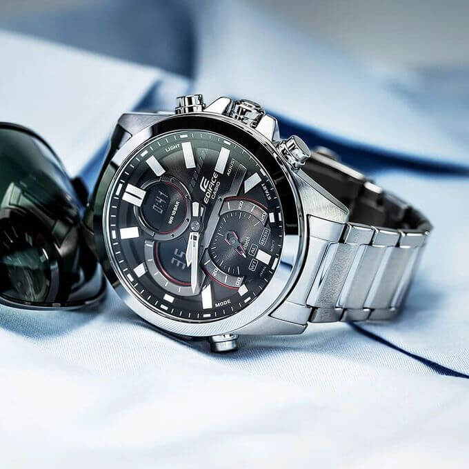 Casio – Synchronisation facile avec votre smartphone par Bluetooth® – Chronographe – ECB-30D-1ADF