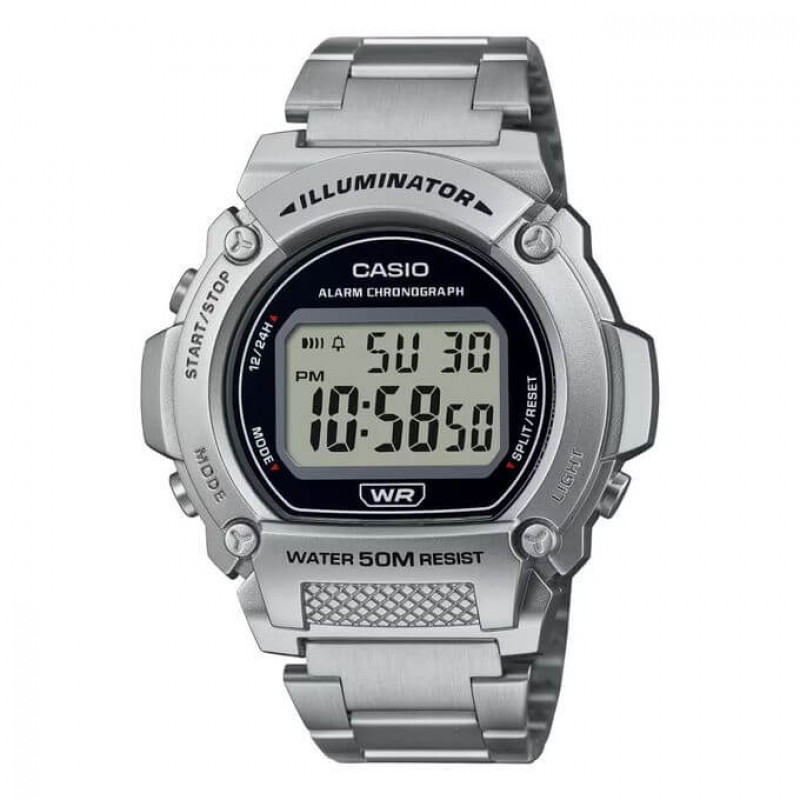 Casio – Satisfaire votre côté pratique – Autonomie pile 7 ans – Bracelet en acier – W-219HD-1AV