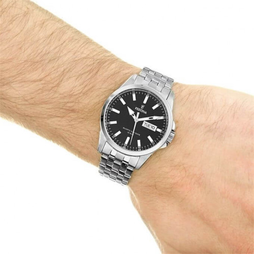 Festina – Cadran noir avec dateur – Index lumineux – Bracelet en acier – F20357/4 Festina – Cadran noir avec dateur – Index lumineux – Bracelet en acier – F20357/4