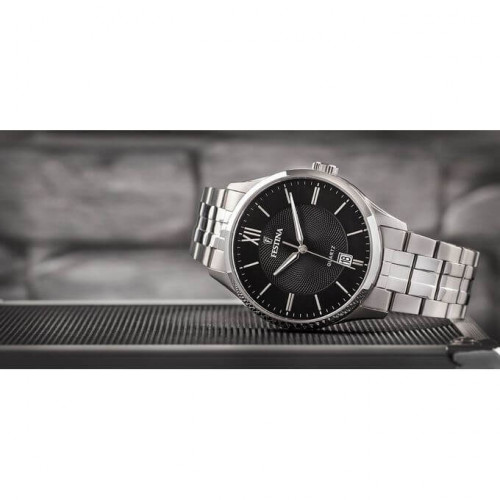 Festina – Classique – Cadran noir avec dateur – Bracelet en acier inoxydable – F20425/3 Festina – Classique – Cadran noir avec dateur – Bracelet en acier inoxydable – F20425/3