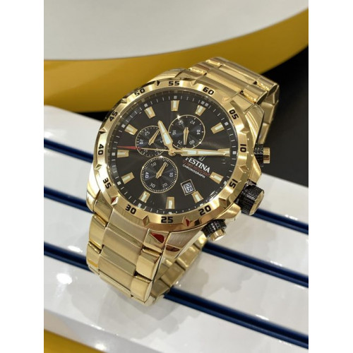 Festina – Chrono Sport – Cadran noir – Tout en acier inoxydable doré – F20541/4 Festina – Chrono Sport – Cadran noir – Tout en acier inoxydable doré – F20541/4