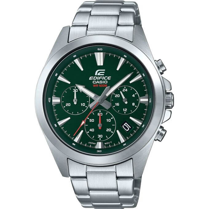 Casio – Sportive et simple – Cadran vert – Chronographe – Tout en acier – EFV-630D-3AV