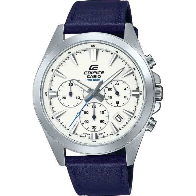 Casio – Bracelet cuir bleu – Boîtier taille medium – Chronographe – EFV-630L-7AV