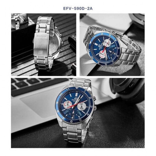 Casio – Cadran bleu créant un style sportif – Chronographe – EFV-590D-2AV Casio – Cadran bleu créant un style sportif – Chronographe – EFV-590D-2AV