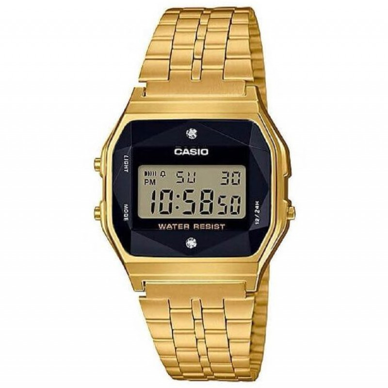 Casio – Unisexe – Diamants naturels – Bracelet en acier inoxydable – A159WGED-1DF