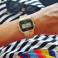 Casio – Unisexe – Diamants naturels – Bracelet en acier inoxydable – A159WGED-1DF