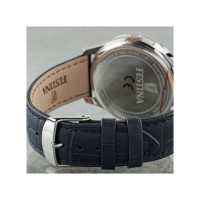 Festina – Bleu pour hommes – Bracelet en cuir croco bleu – Index tirets bronze – F16823/3