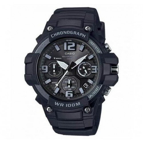 Casio – Chronographe – Noir, cadran noir – Bracelet en silicone – MCW-100H-1A3V Casio – Chronographe – Noir, cadran noir – Bracelet en silicone – MCW-100H-1A3V