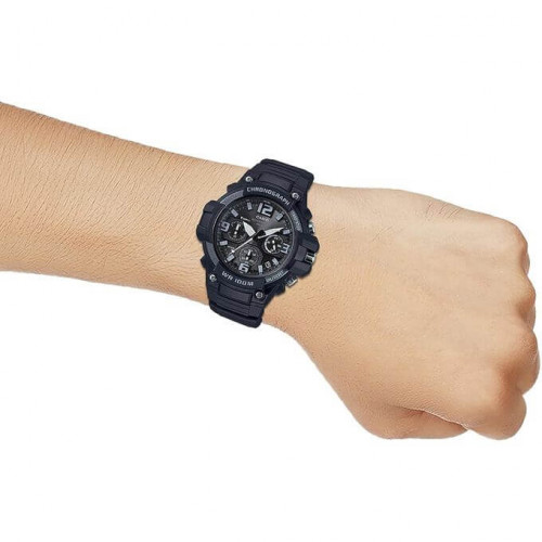 Casio – Chronographe – Noir, cadran noir – Bracelet en silicone – MCW-100H-1A3V Casio – Chronographe – Noir, cadran noir – Bracelet en silicone – MCW-100H-1A3V