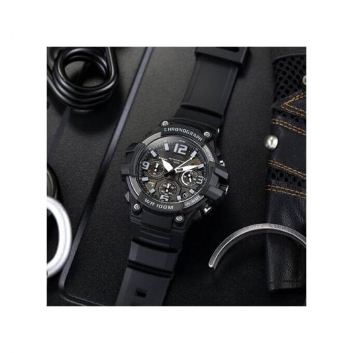 Casio – Chronographe – Noir, cadran noir – Bracelet en silicone – MCW-100H-1A3V Casio – Chronographe – Noir, cadran noir – Bracelet en silicone – MCW-100H-1A3V