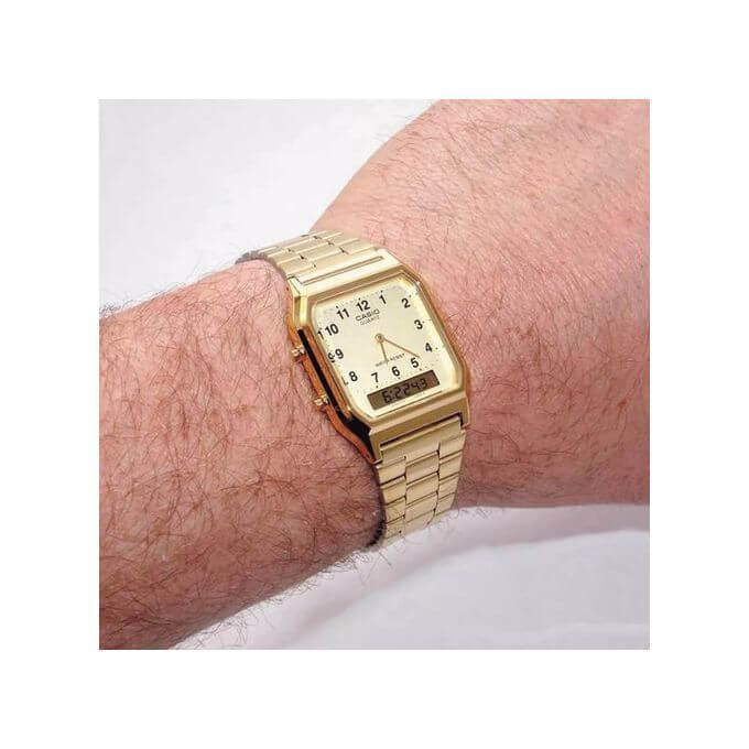 Casio – Analogique / Numérique – Bracelet en acier inoxydable doré – AQ-230GA-9B