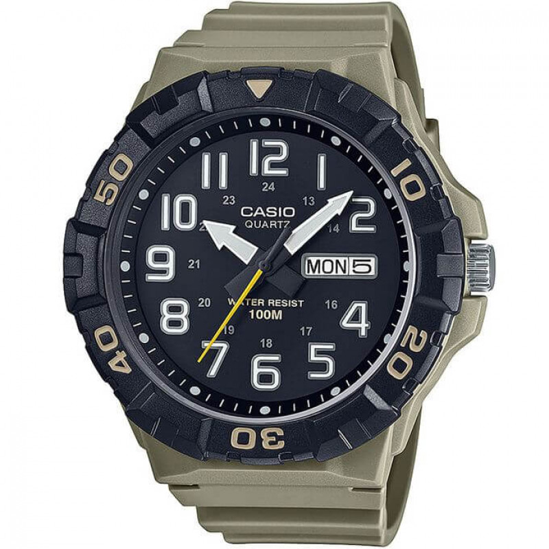 Casio – Vert – Cadran noir – Diamètre boîtier : 55 mm – Étanche 100 m – MRW-210H-5AV