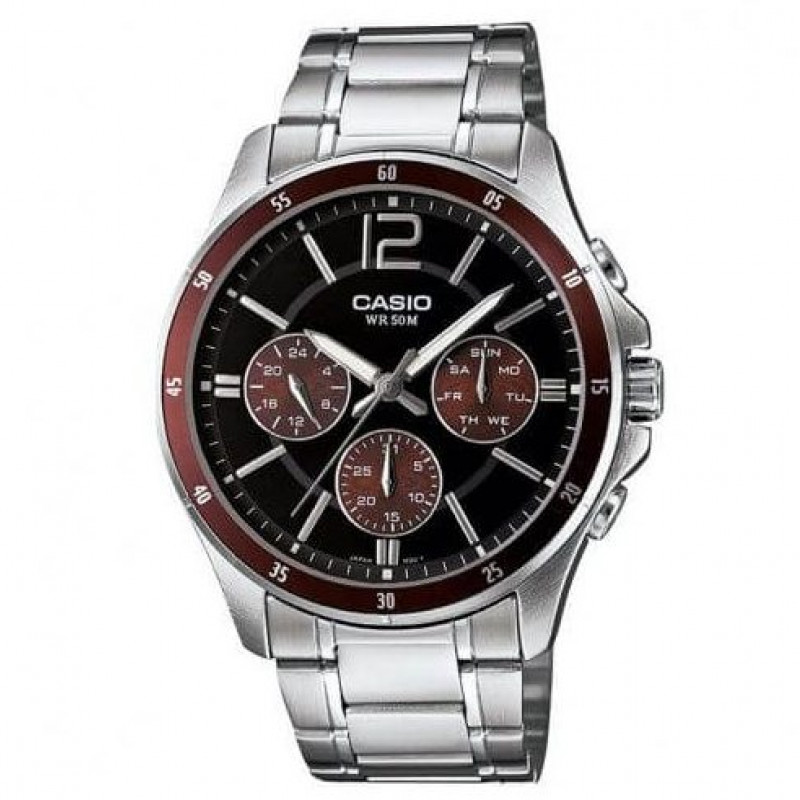 Casio – Tout en acier inoxydable – Classe d’étanchéité (50 mètres) – MTP-1374D-5AVDF