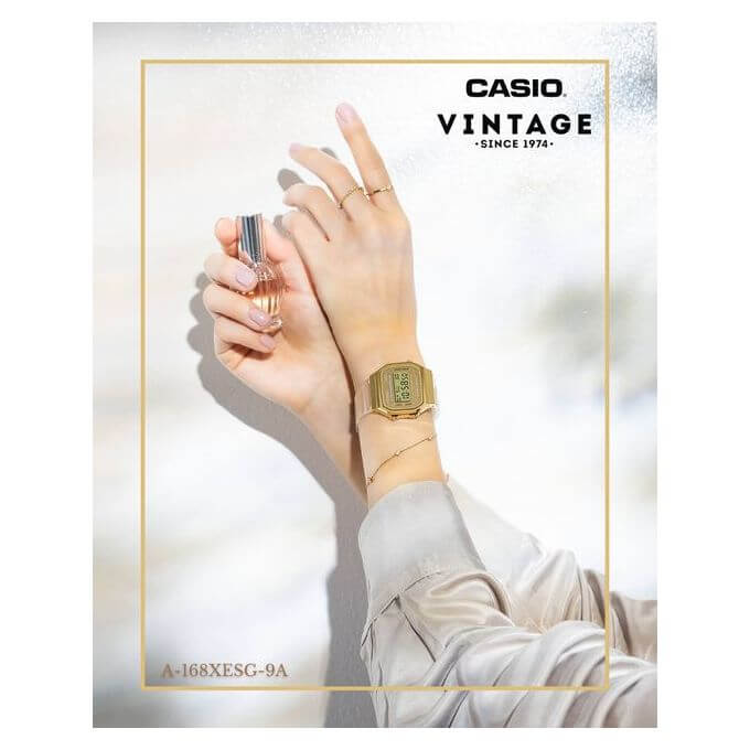Casio – Unisexe – Digitale dorée – Bracelet semi-transparent – Alarme – A168XESG-9A