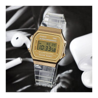 Casio – Unisexe – Digitale dorée – Bracelet semi-transparent – Alarme – A168XESG-9A